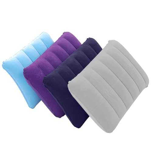 YqsIbth Inflatable Pillows for Camping, 4PCS Blow Up Pillow, 47x30cm Inflatable Pillows Soft Portable, Soft Pvc Flocked Surface Blow Up Pillow for Camping Holidays Fishing and Travel Comfor(4 Colors)