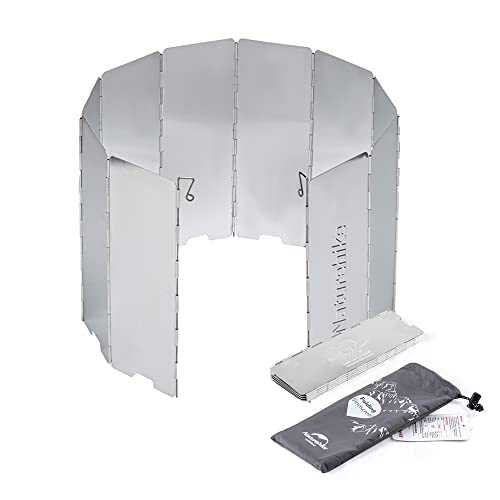 Naturehike 10 Plates Camp Stove Windshield, Folding Stove Windscreen, Aluminum Camping Burner Windshield with Drawstring Bag, Lightweight, Compact, for Camping Stoves and Gas Stove