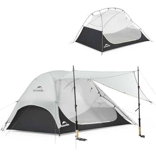 Naturehike 2 Person Tent Star-River Double Layer Ultralight 2 Person Backpacking Tent 15D Nylon PU3000mm (Grey)