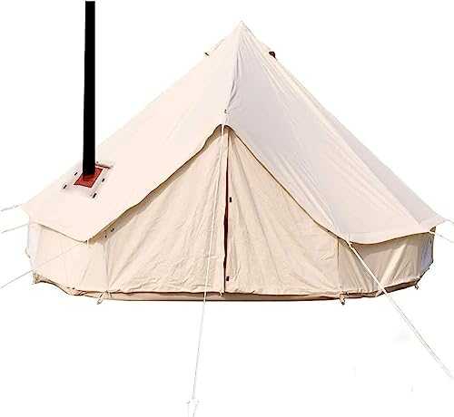 4-Season Waterproof Cotton Canvas Bell Tent Wall Yurt Tent with Stove Hole for Outdoor Camping Hiking Hunting Festival Party Octopus feet