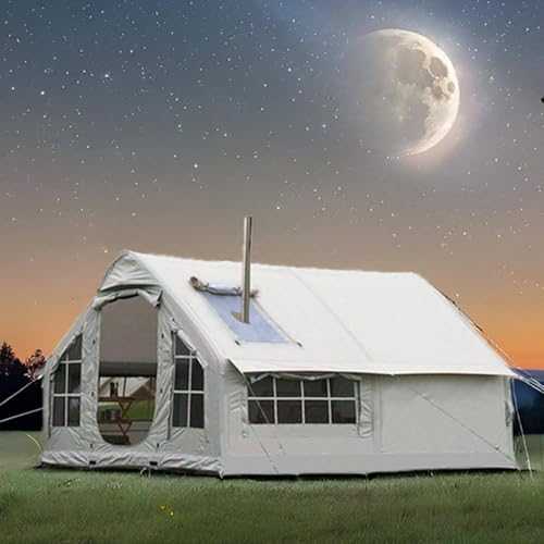 Large Inflatable Camping Tent 6-8 Person,Waterproof Outdoor Blow Up Tent,Family Glamping Tent House, Easy Setup Tent Cabin for Traveling, Fishing,385x260x200cm
