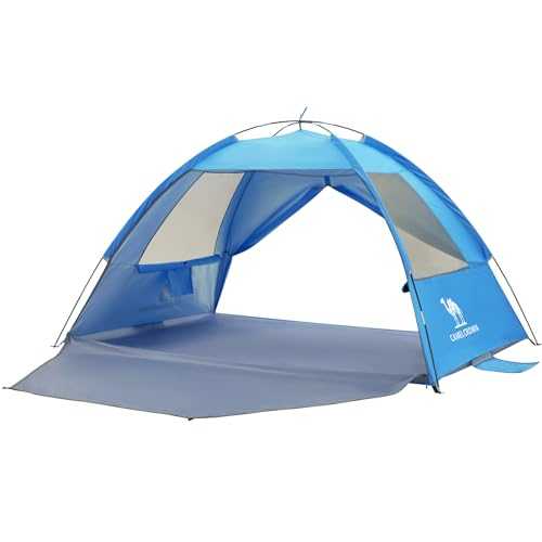 CAMEL CROWN Beach Tent Anti-UV Portable Sun Shade Shelter for 2/3/4/6 Person (Aqua Blue, 2/3 Person)