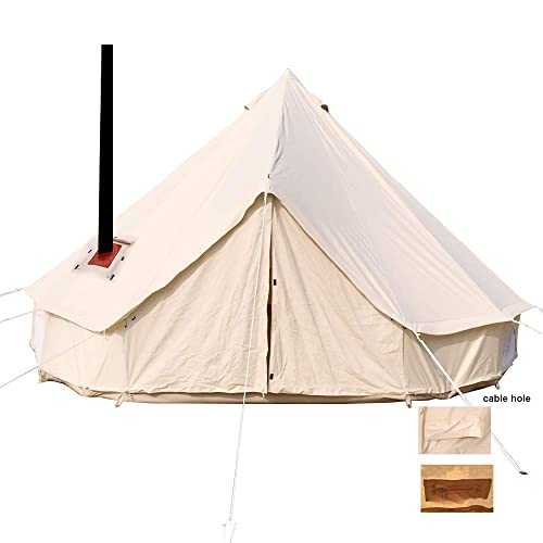 4 Season Waterproof Cotton Canvas Bell Tent with Stove Hole and Cable Hole Ideal for Camping and Outdoor Adventures