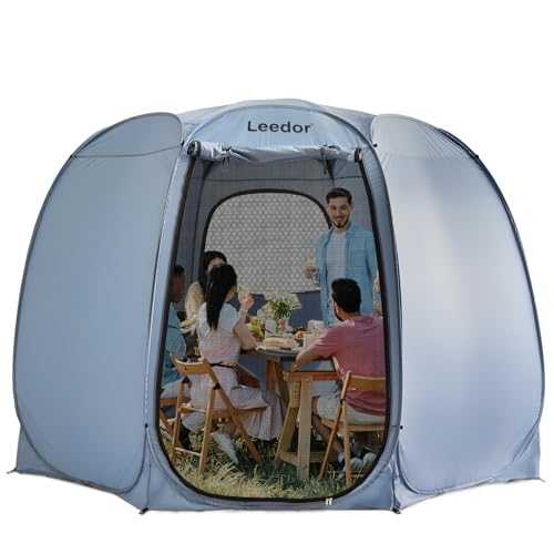 LEEDOR Pop Up Screen House Tent, 12x12 FT UPF 50+ and Windproof Dome Outdoor Canopy Tent with Roll Up Zipped Door Privacy Gazebo, Compact and Lightweight for Party Camping Fishing Picnic, Grey