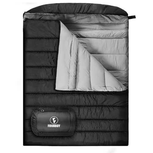 FORINBUY Double Sleeping Bag for Adults - Winter Warm & Waterproof Extra-Large 2-Person Sleeping Bag for Couples & Family, Indoor and Outdoor Camping Use