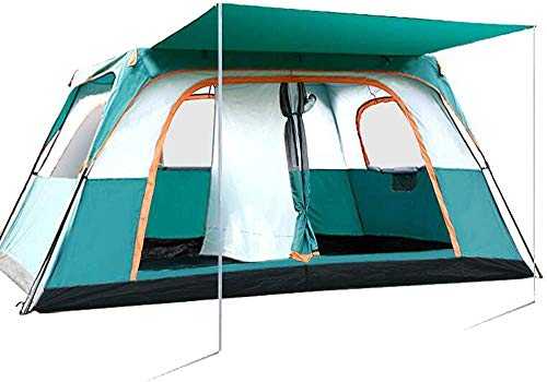 WSJYP Camping Fully Automatic Waterproof 5-8 People, Two Rooms Family Tent,Backpack Tent Easy To Install and Package,Green