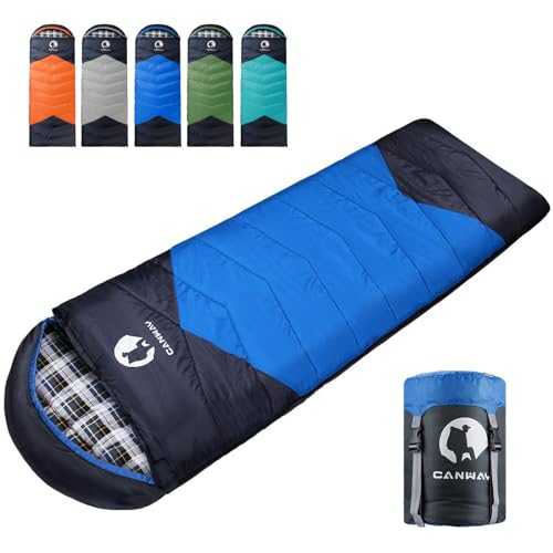 CANWAY Rectangular Sleeping Bag with Compression Sack, Lightweight Waterproof for Warm Cold Weather 4 Seasons Camping/Traveling/Hiking/Backpacking, Adults & Kids