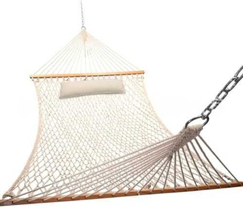 Mesh Cotton Rope Single and Double Hammock Outdoor Leisure White Mesh Widened and Thickened Hammock for Backyard Camping Fishing Picnic