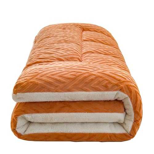 Soft Roll Up Futon Mattress, Full Size Futon Mattress, Portable Foldable Floor Mattresses, Easy To Store, For House Guest Camping Travel Couch(Orange,100x200cm)