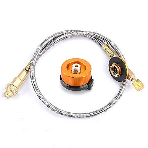 Outdoor Camping Fuel Canister Adaptor Camping/Hiking Stove Butane Gas Adapter Convert Connector (Connector+Extension Tube)