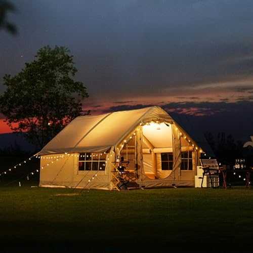 Inflatable Tent with Pump, Family Tent for 6-8 Persons with Stove Jack Hole, 4 Season Waterproof Windproof Large Air Tent Pop-Up Tents, Outdoor Camping Tent with Mesh Windows & Doors