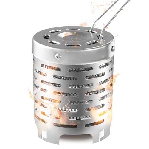 REDCAMP Mini Camping Heater,Portable Stainless Steel Tent Heater Warming Stove Cover, Camping Gas Stove Heater with Handle for Outdoor Heating Backpacking Hiking Fishing