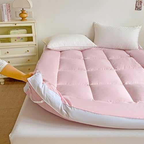 ZSMFCD Folding Roll Up Camping Futon Mattress Single Double King Size Japanese Portable Tatami Floor Mat (Pink,35x79in/90x200cm)