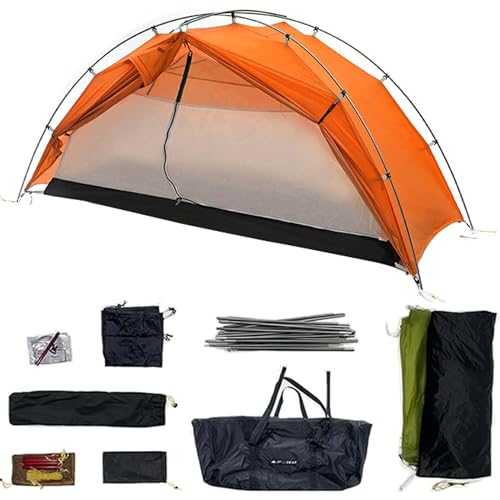 3F UL GEAR Taiji 1 Tent 5000+mm Waterproof 4 Season 15D Nylon 1 Person Tents for Camping Backpacking Tent External Easy Setup for Outdoor Hiking Overnight Equipment(15D/4 season-vibrant orange)