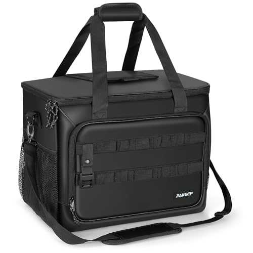 ZAKEEP Soft Cooler Bag, Large Leakproof Beach Cooler, 60 Cans Collapsible Cooler with Adjustable Shoulder Straps, Ice Chest, Portable Insulated Bag Camping Cooler for Travel＆Camping＆Picnic, Black