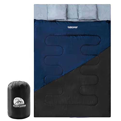 Double Sleeping Bag for Adults and Kids - Lightweight Sleeping Bag with 2 Pillows, 2 Man Large Sleeping bag for Camping, Waterproof 3 Season Sleeping Bag for Outdoor, Hiking by Underwood-Aggregator