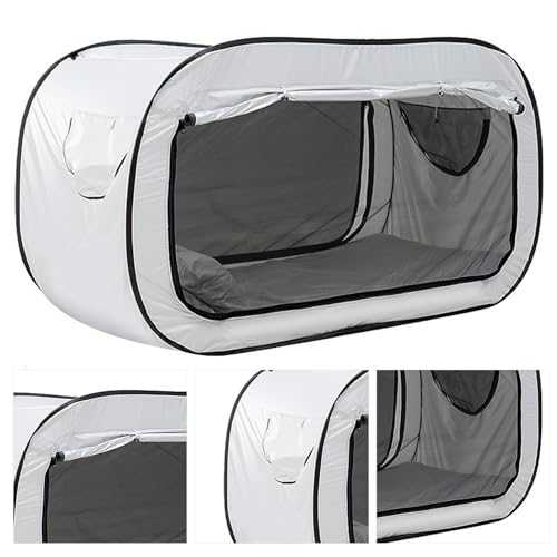 Outdoor Folding Fully Enclosed Privacy Pop Bed Tent for Kids and Adult, Blackout Camping Pop Bed Tent, Suitable for Student Dormitory, Durable Polyester Material (White)