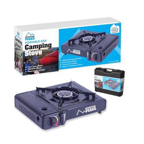 ADVENTURE PEAKS Portable Camping Stove Includes Waterproof Carry Case Premium Camping Gast Stove Non Slip High Speed Burner Safety Lock Piezo Automatic Ignition Ideal for Camping Outdoor Home Use