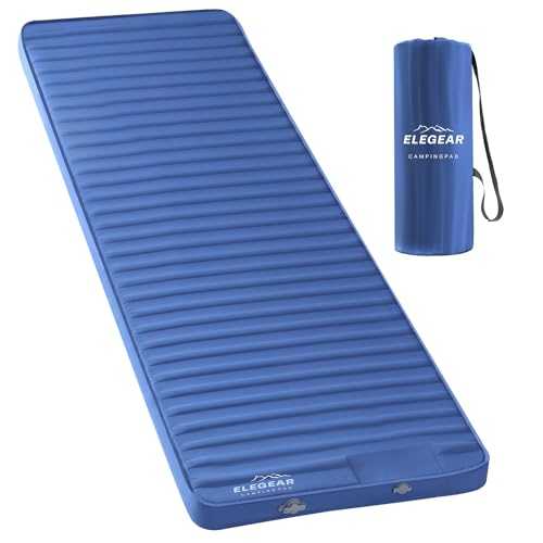 Elegear Self Inflating Camping Mat, Memory Foam Camping Mattress, Inflatable Sleeping Mat Pad with Foot Pump, Portable Roll Air Mattress for Outdoor Backpacking Hiking Travel