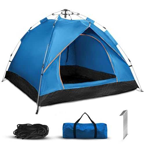 Qisan Hydraulic Dome Tent Automatic Camping Tents 3-4 Person Canopy with Carrying Bag Easy to Set up and Package for Outdoor Garden Backpacking Hiking
