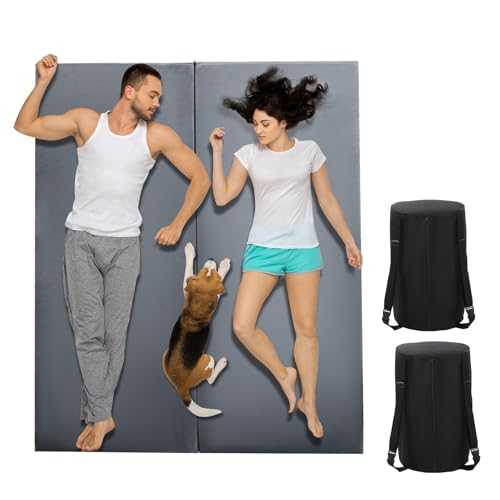 REDCAMP Double Foldable Camping Memory Foam Mattress，Portable Single Futon Mattres with Zipper and Carry Bag, Roll Up Travel Mattress Sleeping Pad for Floor Car Tent Indoor Outdoor