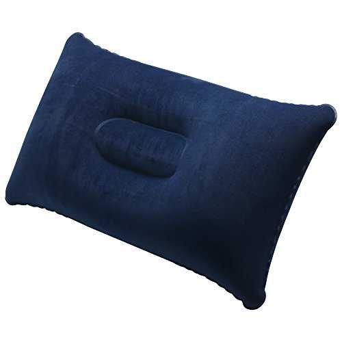 TRIXES Navy Blue Soft Inflatable Camping Travel Pillow Cushion - Compact Air Blow Up Pillow for Beach Sun Lounger Sunbathing Backpacking Hiking - Accessory for Travelling