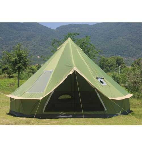 DONGSHUAI 8-12 Person Bell Tent, 4 Seasons Oxford Cloth Yurt Tent - W/Stove Jack, 4M/5M Luxury Glamping Tent Waterproof Family Tents for Family Camping Outdoor Hunting Party,Green,4M