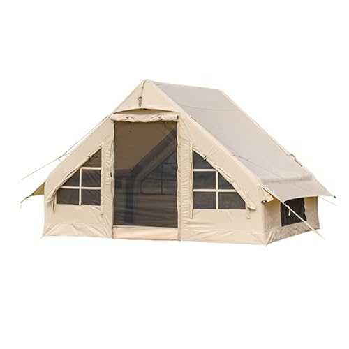 AeasyG Inflatable Glamping Tent Canvas Bell Tent 2-8 Person Large Tent Easy Setup Waterproof Breathable Outdoor Oxford Canvas Tents 4-Season for Family Camping Hiking, 3×2.1×2m