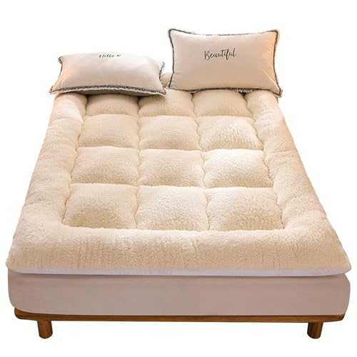 Plush Floor Mattress - Japanese Futon Winter Warm Tatami Mat | Foldable Bed Roll Up Camping Topper | Single Double Floor Sleeping Pad - Ideal Guest Bed