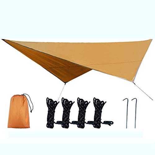 Tent Outdoor Sky Curtain Multi-functional Mat Improvised Tent Camping Supplies Walking Camping Tent Cloth(Brass)
