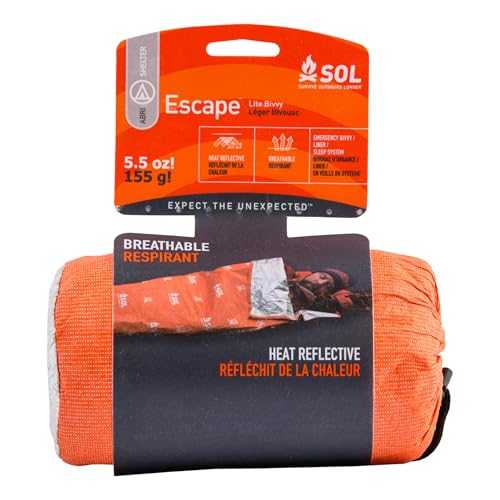 SOL®Escape Lite Bivvy Orange Durable Water Resistant Windproof Reflects 70% Body Heat Breathable Lightwieght 155g Prevents Condensation Watersports Hiking Hunting Backpacking Walking Search and Rescue