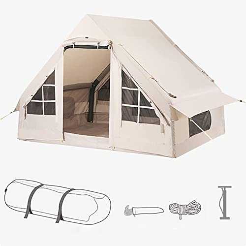 Large Inflatable Tent for Camping, Waterproof 3-8 Persons, No Required Tent Pole Set Up In Seconds with Air Pump and Carry Bag Outdoor, Hiking, Mountaineering