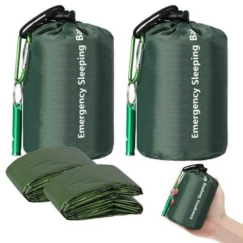 EEEKit Survival Bivy Bags, 2Pack Waterproof Mylar Emergency Sleeping Blankets with Whistle Gear for Camping Hiking