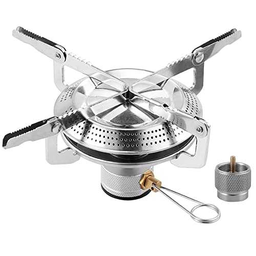 VINTEAM Camping Gas Stove Mini Backpacking Stove with Canister Adapter and Storage Bag, Portable For Camping, Hiking, Backpacking, Outdoor Cooking