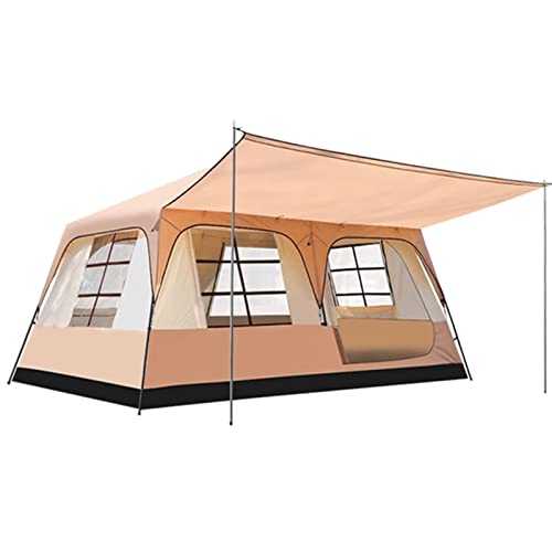 Camping Tent,Double Layer Tent for Camping with Porch, 12 Person Family Cabin Tents, 2 Rooms, Straight Wall, 3 Doors and 3 Window with Mesh, Waterproo