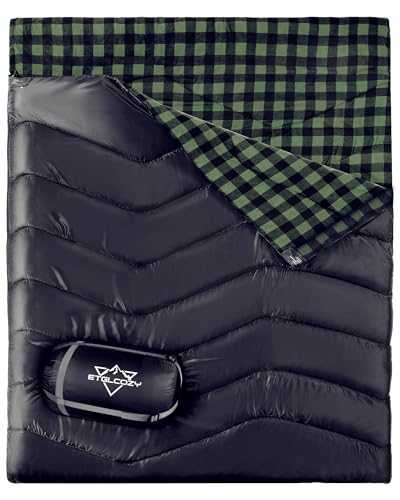 Double Sleeping Bag Flannel for Adults, XL Queen Size 2 Person Sleeping Bags for All Seasons Couples Family Camping Hiking Backpacking and Outdoors, Waterproof, Lightweight