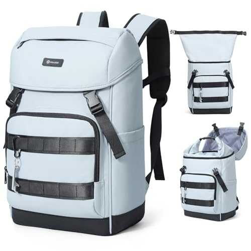 YULEEE Cooler Backpack - 30 Cans Insulated Cool Bag with Leakproof Roll Top Design, Lightweight Portable Cooler for Picnics, Camping, Hiking & Beach, 20 Hours Cooling for Men & Women, Grey