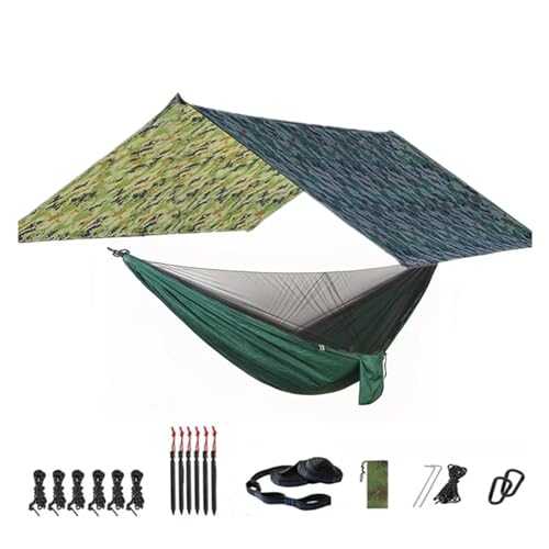 SRKATI Camping Hammock Camping Hammock 118x118in Portable Hammock Tent For Indoor, Outdoor(Camouf and darkgreen)