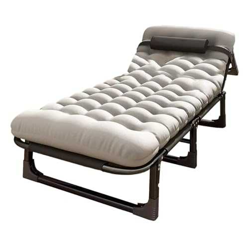 GAOXIONG Folding bed Portable Folding Bed，Camping Cots,Foldable Bed with Mattress 4 Positions Adjustable Reclining Folding Camping Cot Sleeping Bed Outdoor Portable Chaise Lounge Chair with Antis Sl