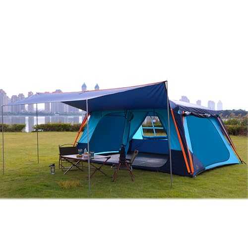 KTT Extra Large Tent 12 Person(A),Awning Family Cabin Tents,2 Rooms,3 Doors and 3 Windows with Mesh,Straight Wall,Waterproof,Double Layer,Big Tent for Outdoor,Picnic,Camping,Family Gathering。
