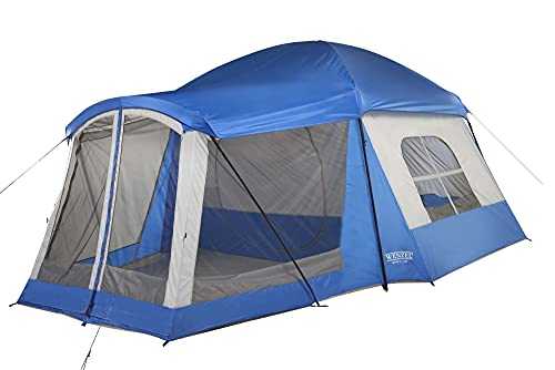 Wenzel Klondike 8 Person Water Resistant Tent with Convertible Screen Room for Family Camping