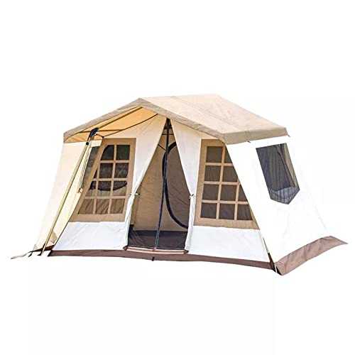 CRBUDY Outdoor Camping Tent, Cabin Tent, Tent with Stove Hole, 5-6 Person 4 Season Double Layers Anti-UV Windproof Tents Family Outdoor Camping Tent (B) Double the comfort (B)