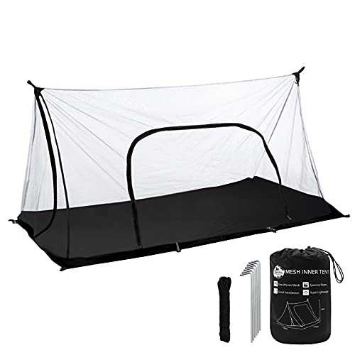 Anvin Trekking Pole Tent Mosquito Netting Tent Breeze Mesh Inner Tent with Good Ventilation Trekker Backpacking Tent for 2 Person Summer Tent with Waterproof Oxford Floor for Bugs(210cmx120cmx110cm)