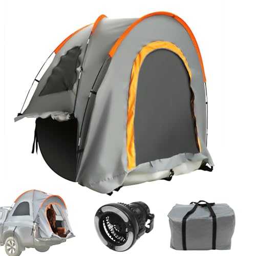 Pickup Truck Tents Waterproof Tent Box Roof Tent Car Roof Double Trucks Bed Portable Truck Bed Tents 3 Sizes For Camping 2-3 Persons With Fan Light & Cushion & Storage Bag