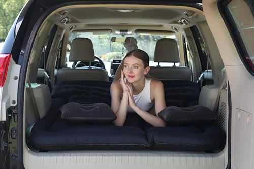 Adirigo Portable SUV Air Mattress - Ultra-Comfortable Flocked Car Inflatable Mattress with Two Pillows Upgraded and Bolded Air Column Suitable for Indoor&Outdoor Activities｜Travelling｜Camping