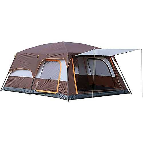 Family Tent Doble Layer Dome Tent Waterproof Tent with 2 Extra Dark Sleeping Cabins for Outdoor Hiking Climing (Coffee 430 * 305 * 210cm(8)