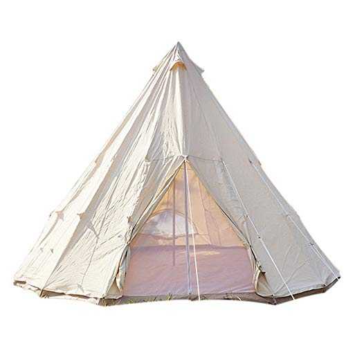 Tent Folding Tent Outdoor Camping Tent Canvas 16 Farmhouse Grill Tent Tent Rain Thickened Camping Tent (Color : Beige, Size : 4M)