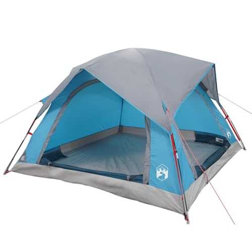 ** vidaXL Camping Tent Cabin 4-Person Lightweight Dome Blue Waterproof - Easy Setup, Fiberglass Poles & Rainfly