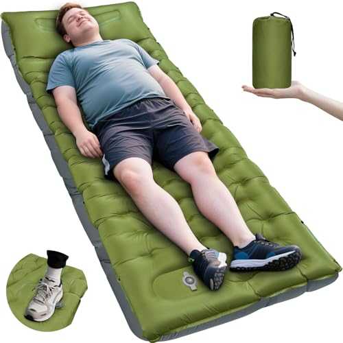 Camping Sleeping Pad, Extra Thick 6 Inch Inflatable Camping Mat with Pillow, Built-in Foot Pump Sleeping Pad for Camping Ultralight Self Inflating Camp Pad for Tent Backpacking Hiking Car Camp Gear
