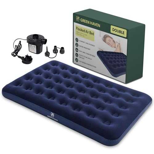 Green Haven Double Blow Up Camping Bed with AC Electric Air Pump (191 x 137 x 22 cm) - Waterproof Inflatable Double Airbed Mattress | Quick Inflate Camping Mattress Ideal for Camping & Guest Use